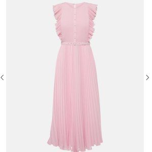 Self-Portrait Ruffled pleated chiffon midi dress